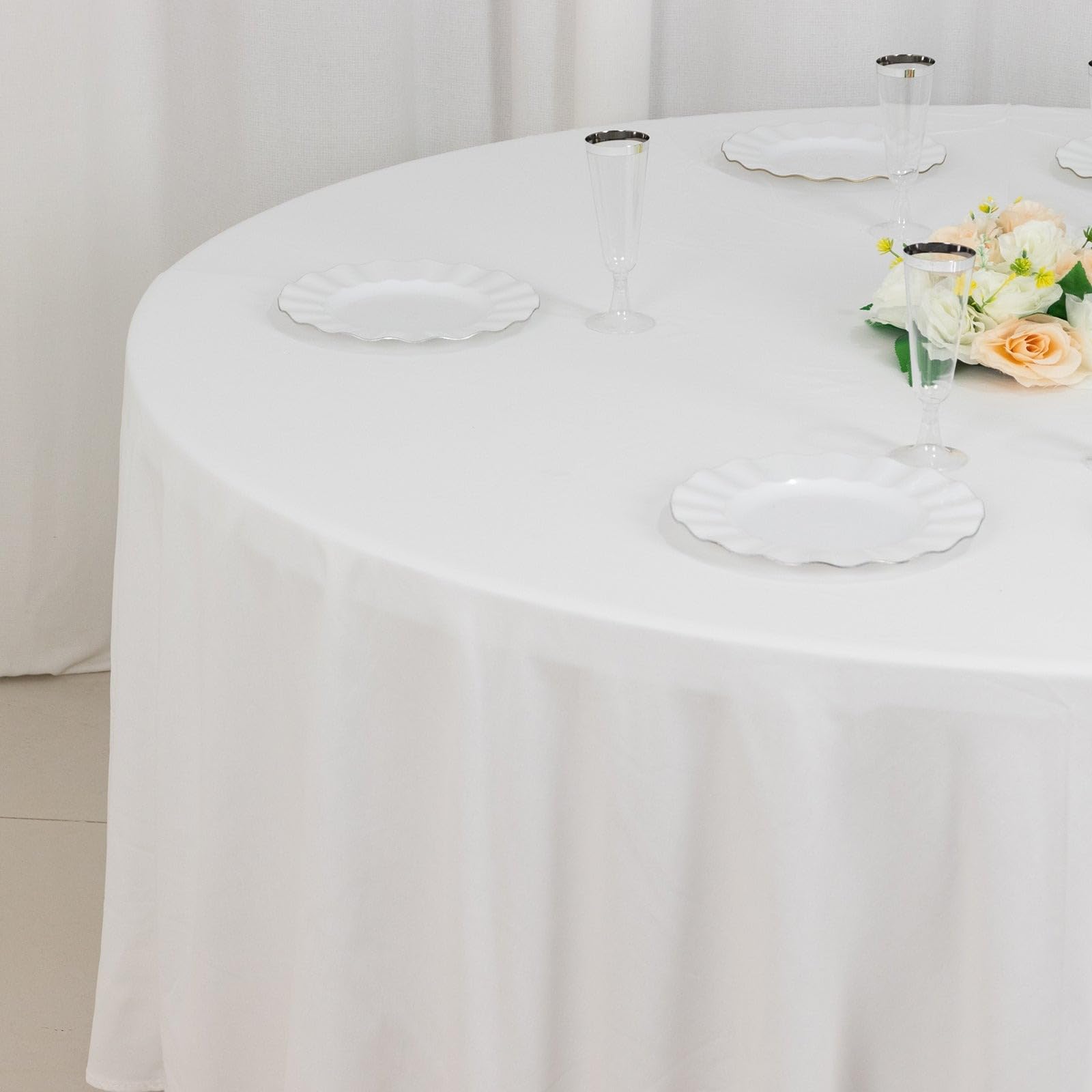 Balsacircle 108-Inch White Premium Round Cotton Tablecloth Table Linens Wedding Party Events Decorations Kitchen Dining